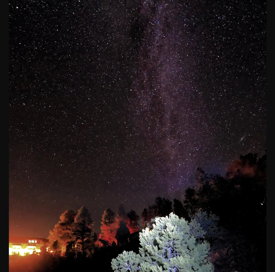 Milky Way visible in dark sky above Arizona landscape